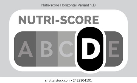 Nutri score Grading System Food Sugar Level Beverages Mark Label Horizontal Variant 1 D Monochrome