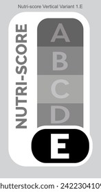 Nutri score Grading System Food Sugar Level Beverages Mark Label Vertical Variant 2 E Monochrome