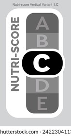 Nutri score Grading System Food Sugar Level Beverages Mark Label Vertical Variant 2 C Monochrome