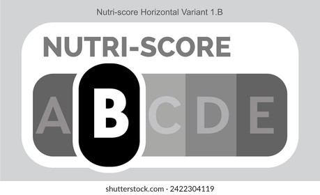 Nutri score Grading System Food Sugar Level Beverages Mark Label Horizontal Variant 1 B Monochrome