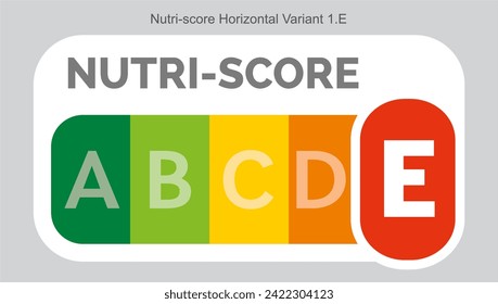 Nutri score Grading System Food Sugar Level Beverages Mark Label Horizontal Variant 1 E