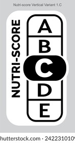 Nutri score Grading System Food Sugar Level Beverages Mark Label Vertical Variant 2 C Line printing