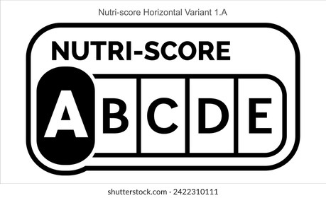 Nutri score Grading System Food Sugar Level Beverages Mark Label Horizontal Variant 1 A Line printing Black