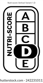 Nutri score Grading System Food Sugar Level Beverages Mark Label Vertical Variant 2 D Line printing Black