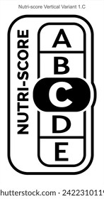 Nutri score Grading System Food Sugar Level Beverages Mark Label Vertical Variant 2 C Line printing Black