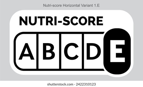 Nutri score Grading System Food Sugar Level Beverages Mark Label Horizontal Variant 1 E Line printing