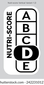 Nutri score Grading System Food Sugar Level Beverages Mark Label Vertical Variant 2 D Line printing