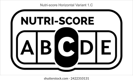 Nutri score Grading System Food Sugar Level Beverages Mark Label Horizontal Variant 1 C Line printing Black