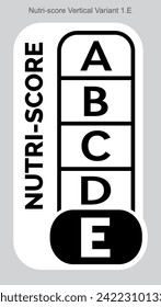 Nutri score Grading System Food Sugar Level Beverages Mark Label Vertical Variant 2 E Line printing