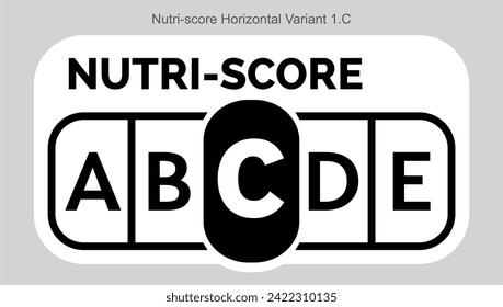 Nutri score Grading System Food Sugar Level Beverages Mark Label Horizontal Variant 1 C Line printing