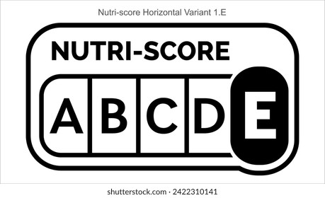 Nutri score Grading System Food Sugar Level Beverages Mark Label Horizontal Variant 1 E Line printing Black