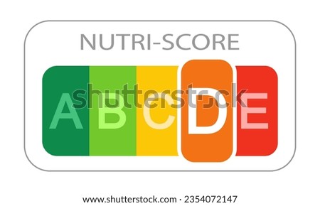 Nutri Score label with detached D classification letter on white background. Sticker with nutritional quality of foods used in Europe products rating system. Vector flat illustration