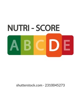 Nutri Score official label. D score. Vector illustration.