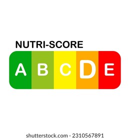 Nutri Score official label. D score. Vector illustration.