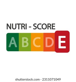 Nutri Score official label. E score. Vector illustration.