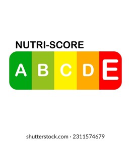 Nutri Score official label. E score. Vector illustration.