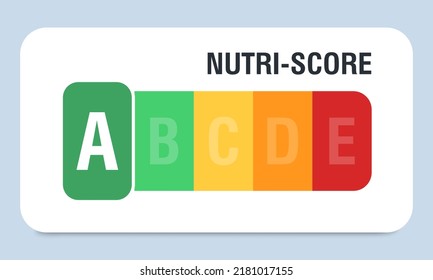 Nutri score for packaging design. A score. Logo, icon, label. Vector illustration