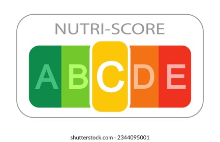 Nutri Score sticker with detached C classification letter on white background. Nutritional quality of foods code used in Europe products rating system. Vector flat illustration