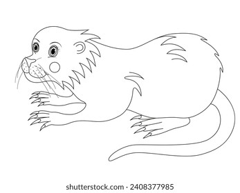 Nutria coloring page line art animal vector. Coloring pages for children education.