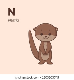 Nutria - cute character for children. Vector illustration in cartoon style.