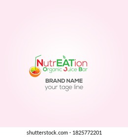 Nutrieation Organic Juice Bar vector logo design Nutrition , Creative logo design
