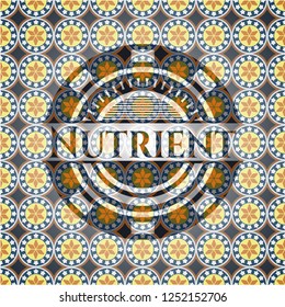 Nutrient arabic style badge. Arabesque decoration.