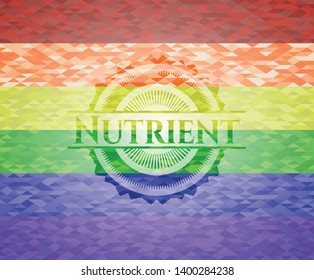 Nutrient emblem on mosaic background with the colors of the LGBT flag