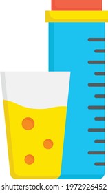 Nutrients And Vitamins For Building Muscle And Burning Fat Vector color Icon Design, Gym Fitness symbol, Workout exercise equipment stock illustration, vitamin c capsule with glass and bubbles Concept