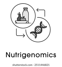 Nutrigenômica Design de Ícones. Representar Nutrição Personalizada, Interação Gene-Dieta, Otimização Da Saúde.