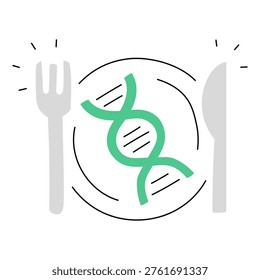 Nutrigenomics icon, Personalized Nutrition Based on Genetic Science and Nutrigenomics DNA Research, Optimize Health Outcomes Through DNA-Based Nutrigenomics Nutrition icon