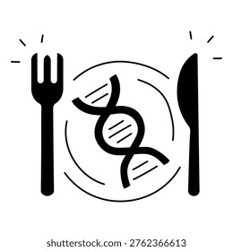 Nutrigenomics icon, Personalized Nutrition Based on Genetic Analysis for Optimal Health, DNA-Based Dietary Science for Improved Wellness and Disease Prevention icon