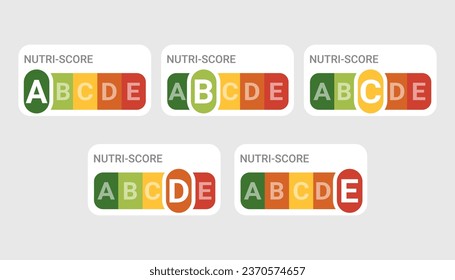 Iconos Nutri-Score, etiqueta de nutrición de 5 colores o 5-CNL. 