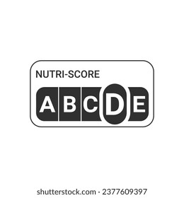 Nutri-Score icons, Nutrition label. Packaging Symbols