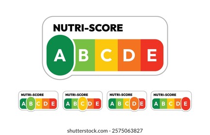 Nutri-Score Label - Nutrition Classification System for Food Packaging and Product Design High-Quality Vector Illustration