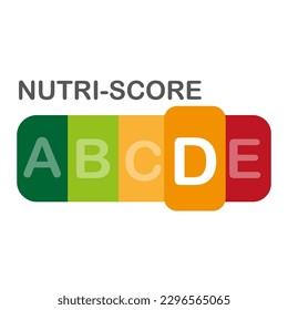 Nutri-Score official label. D score. Vector illustration.