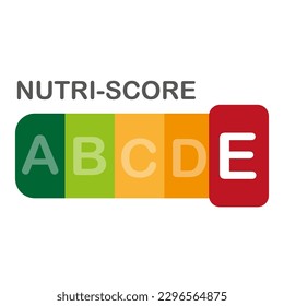 Nutri-Score official label. E score. Vector illustration.