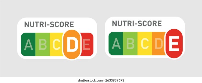 Nutri-Score official labels vectors on white colour