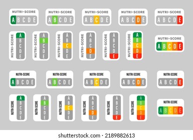 Nutriscore stickers set. Vector Nutri-Score system