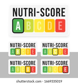 Nutri-Score system in France. Sign health care for packaging. Vector illustration