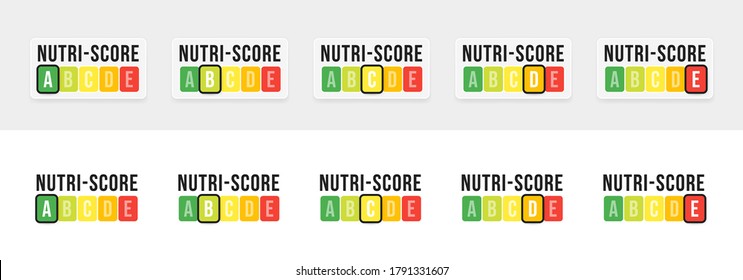 Nutri-Score system in France. Sign health care for packaging. Vector illustration