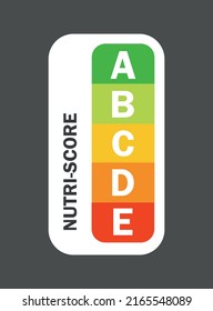 Nutri-score vertical icons set. Isolatad Nutriscore stickers for packaging on white background. Food rating system signs: A, B, C, D, E. Vector illustration.