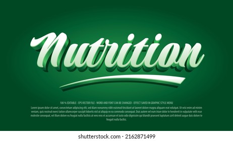 Nutrition 3d style text effect template