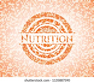 Nutrition abstract orange mosaic emblem