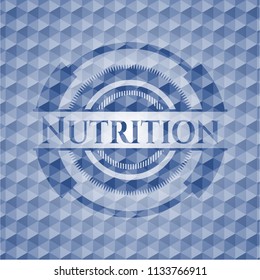 Nutrition blue emblem with geometric pattern.