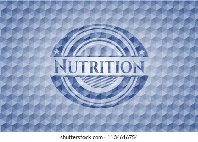 Nutrition blue hexagon badge.