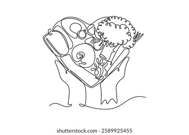 Nutrition concept. Single line draw design vector graphic illustration.