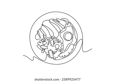 Nutrition concept. Single line draw design vector graphic illustration.