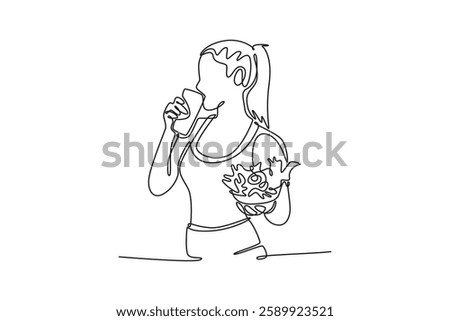 Nutrition concept. Single line draw design vector graphic illustration.