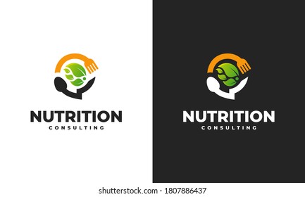 Nutrition Consulting logo designs concept vector, Food Talk logo designs template, icon symbol