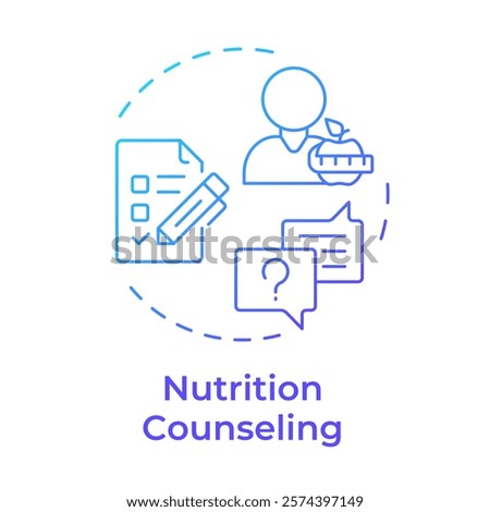 Nutrition counseling blue gradient concept icon. Healthcare professional, therapist. Round shape line illustration. Abstract idea. Graphic design. Easy to use in infographic, presentation